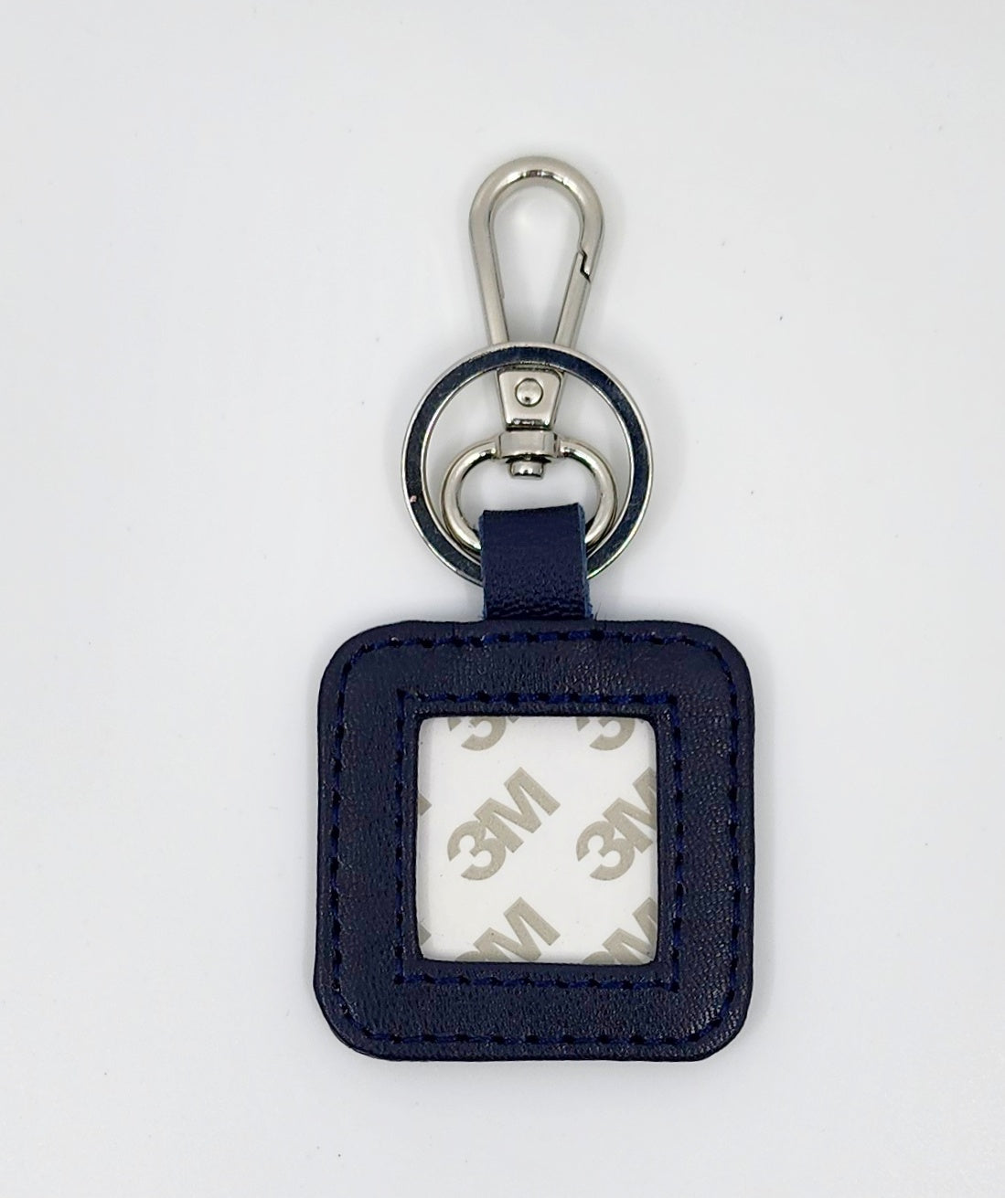 Leather Key Fob - Navy with Silver hardware