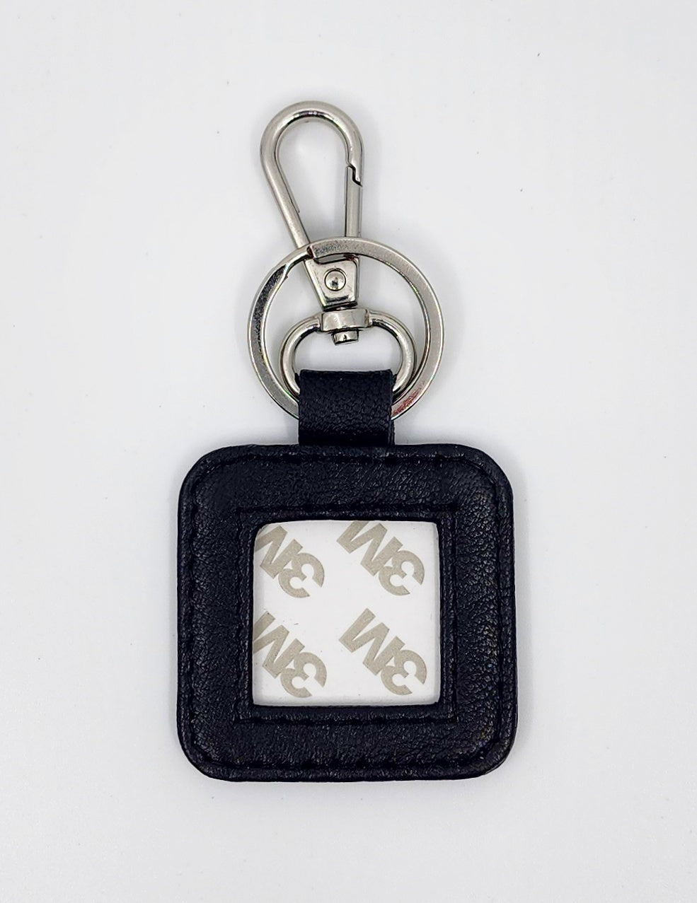 Leather Key Fob - Black with Silver hardware