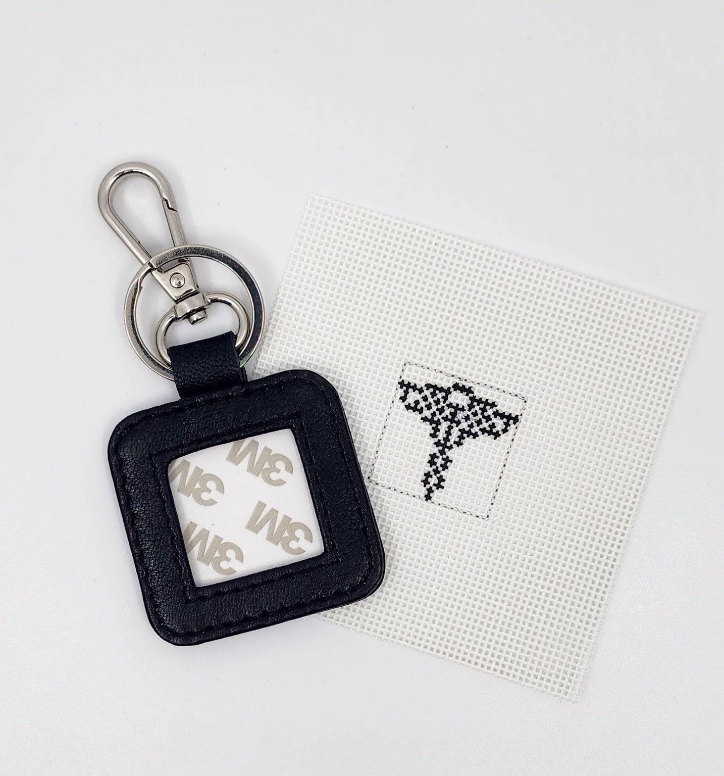 Leather Key Fob - Black with Silver hardware