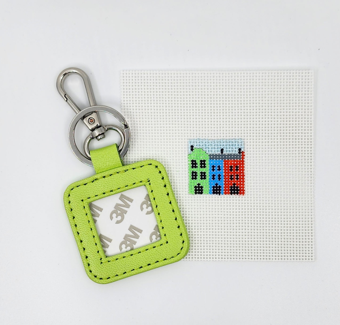 Leather Key Fob - Lime with Silver hardware