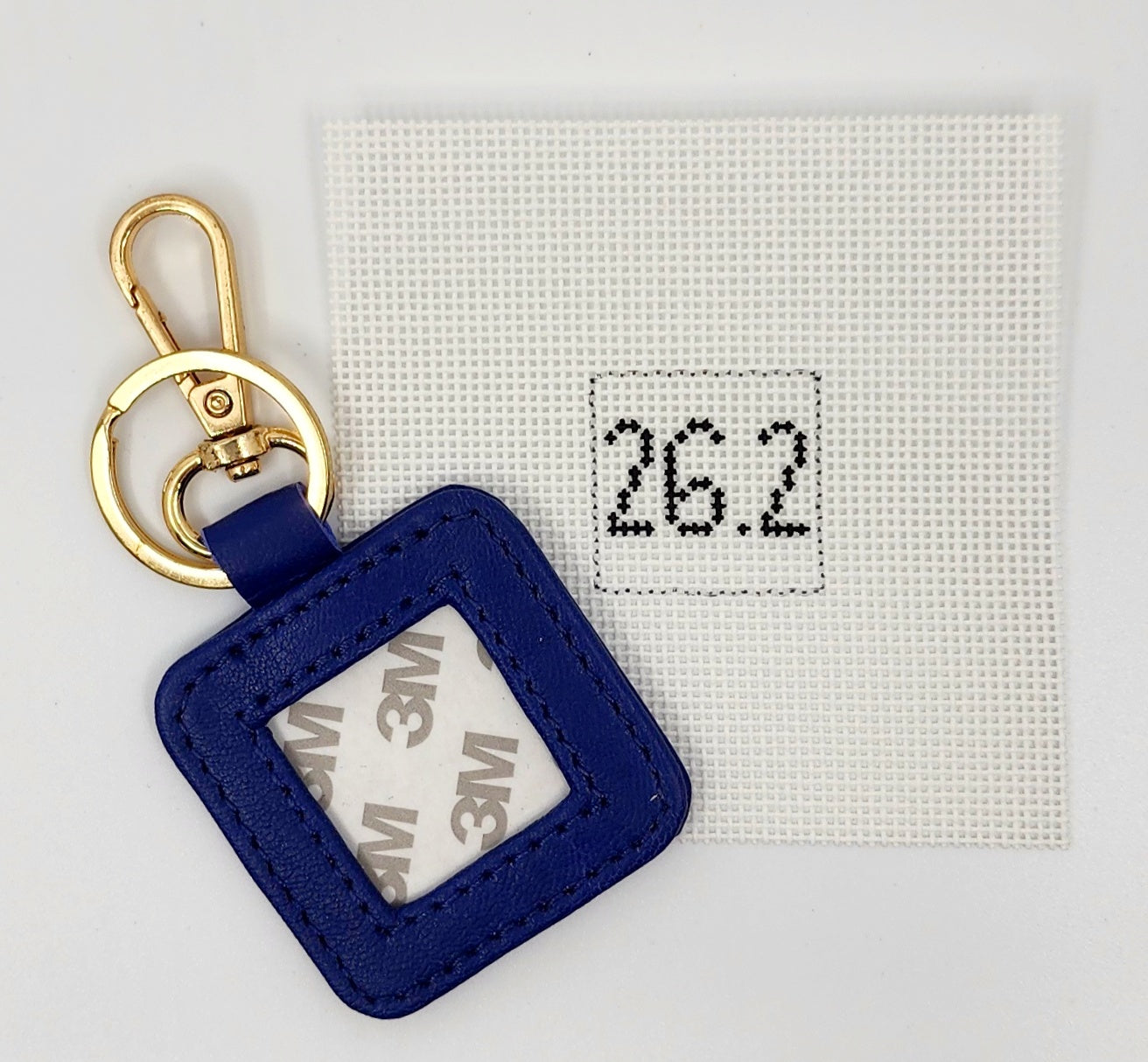 Leather Key Fob - Navy with Gold hardware