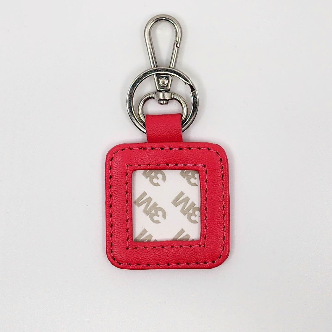 Leather Key Fob - Hot Pink with Silver hardware