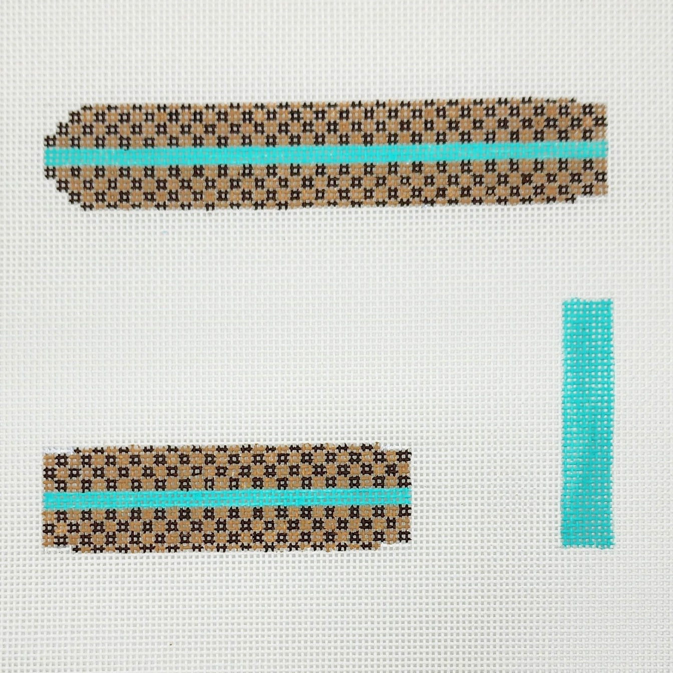 Watch Band Brown and Aqua Check - BW121