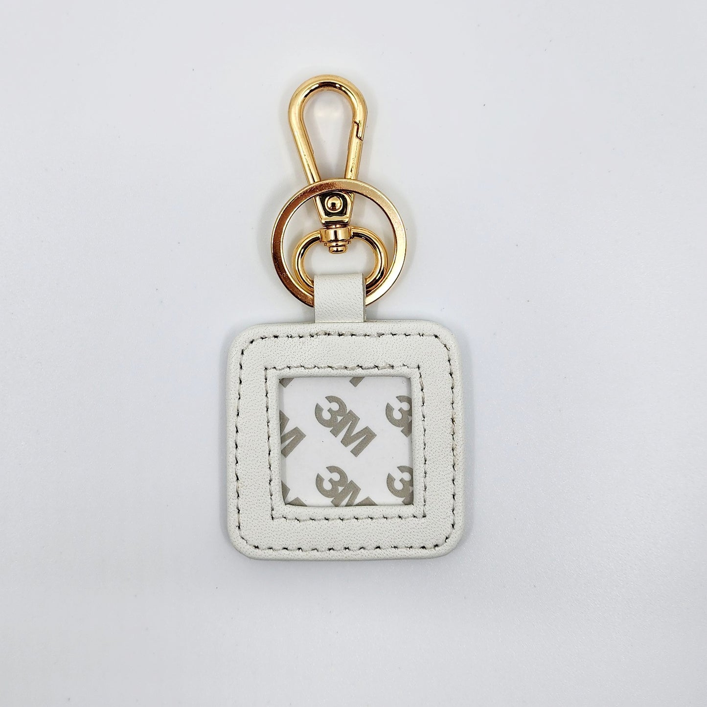 Leather Key Fob - White with Gold hardware