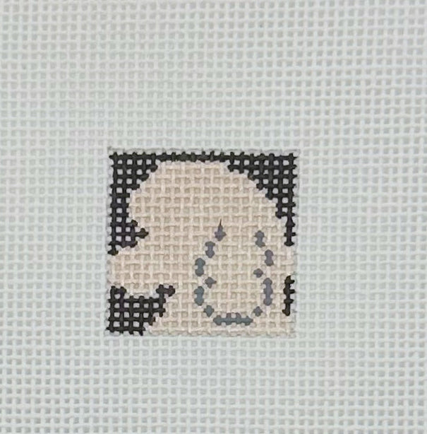 White Poodle 1 Inch Square - BW549