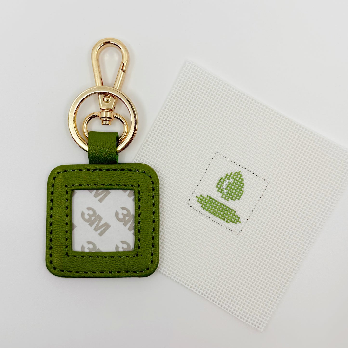 Leather Key Fob - Olive with Gold Hardware