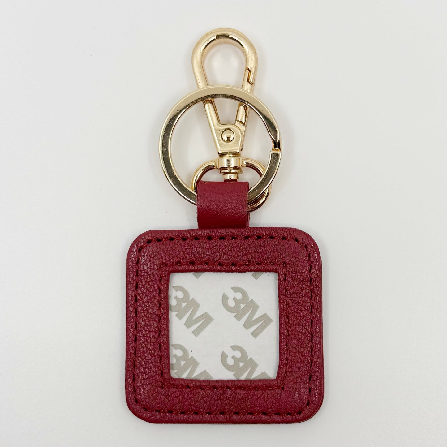 Leather Key Fob - Cranberry with Gold Hardware