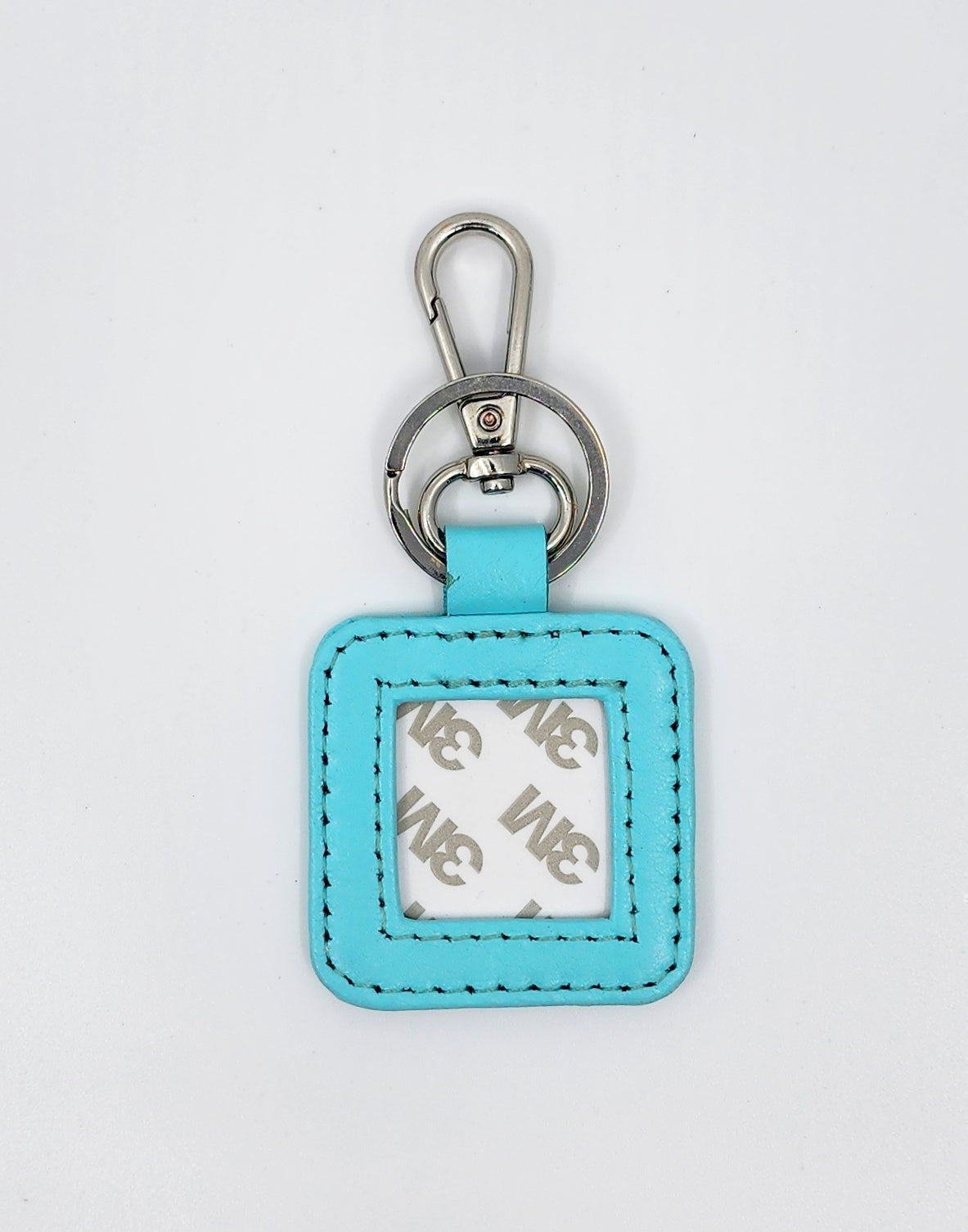 Leather Key Fob - Aqua with Silver hardware