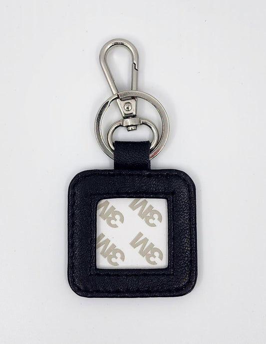 Leather Key Fob - Black with Silver hardware