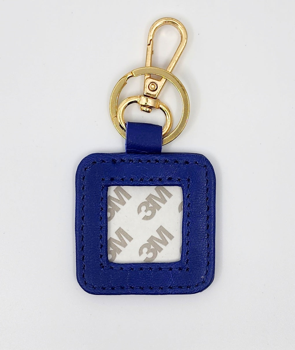 Leather Key Fob - Navy with Gold hardware