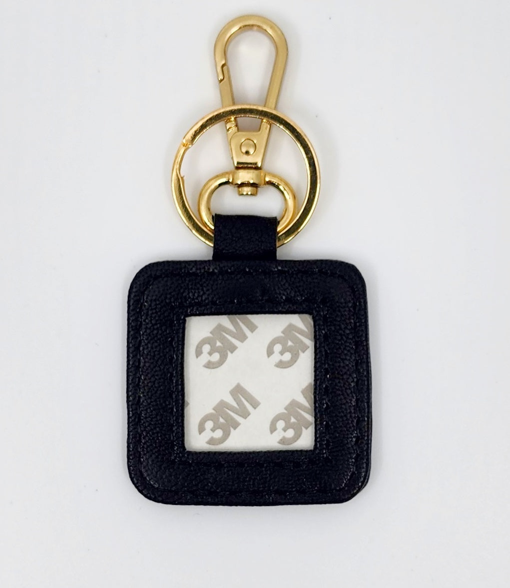 Leather Key Fob - Black with Gold hardware
