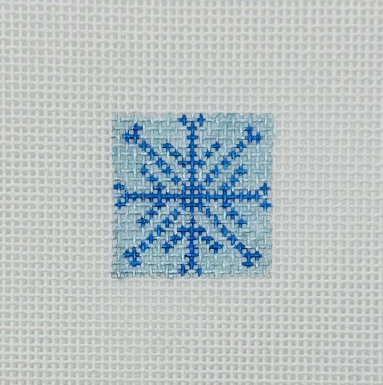 Snowflake on Blue 1 Inch Square - BW515